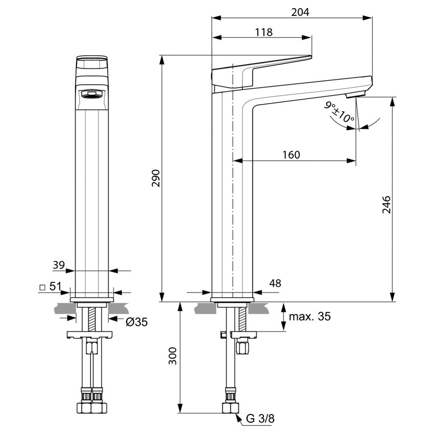 Immagine di Ideal Standard  TONIC II miscelatore monocomando da appoggio su piano, senza asta di scarico e piletta, con bocca di erogazione fissa, finitura cromo A6329AA