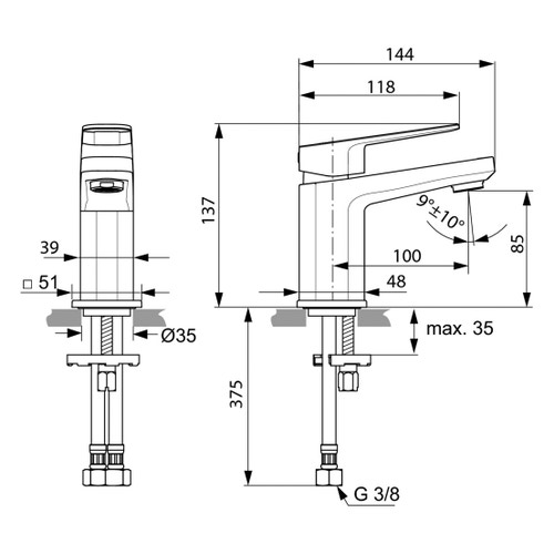 Immagine di Ideal Standard TONIC II miscelatore monocomando H.14 cm per lavabo, senza asta di comando scarico e piletta, con bocca di erogazione fissa, finitura cromo A6331AA