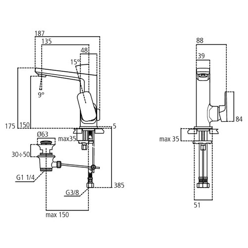 Immagine di Ideal Standard TONIC II miscelatore monocomando lavabo, con asta di comando scarico e piletta, con bocca di erogazione alta e fissa, finitura cromo A6332AA