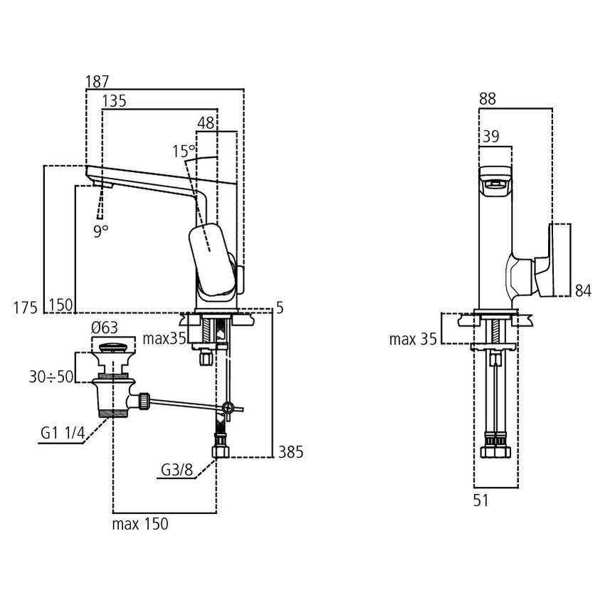 Immagine di Ideal Standard TONIC II miscelatore monocomando lavabo, con asta di comando scarico e piletta, con bocca di erogazione alta e fissa, finitura cromo A6332AA