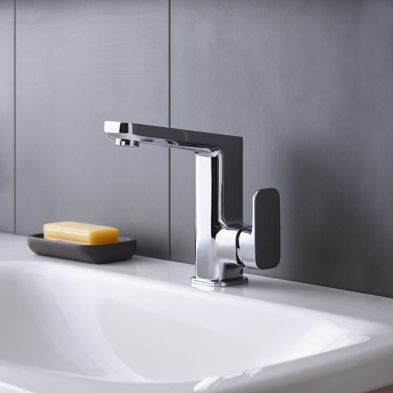 Immagine di Ideal Standard TONIC II miscelatore monocomando lavabo, senza asta di comando scarico e piletta, con bocca di erogazione alta e fissa, finitura cromo A6333AA