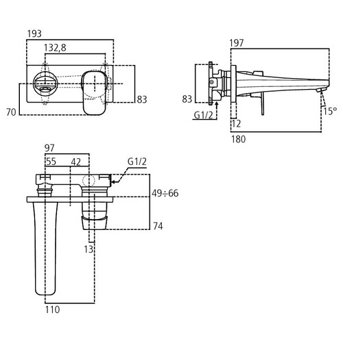 Immagine di Ideal Standard TONIC II miscelatore monocomando lavabo per installazione a parete, finitura cromo A6334AA