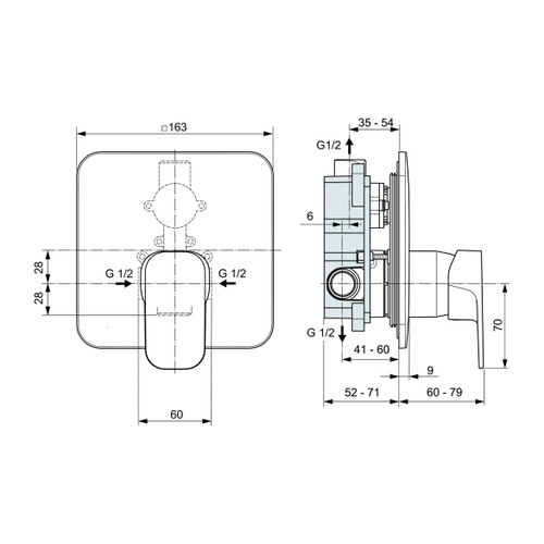 Immagine di Ideal Standard TONIC II miscelatore monocomando ad incasso per doccia, solo parti esterne, finitura cromo A6342AA