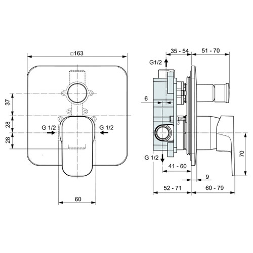 Immagine di Ideal Standard TONIC II miscelatore monocomando ad incasso per vasca/doccia, solo parti esterne, finitura cromo A6343AA