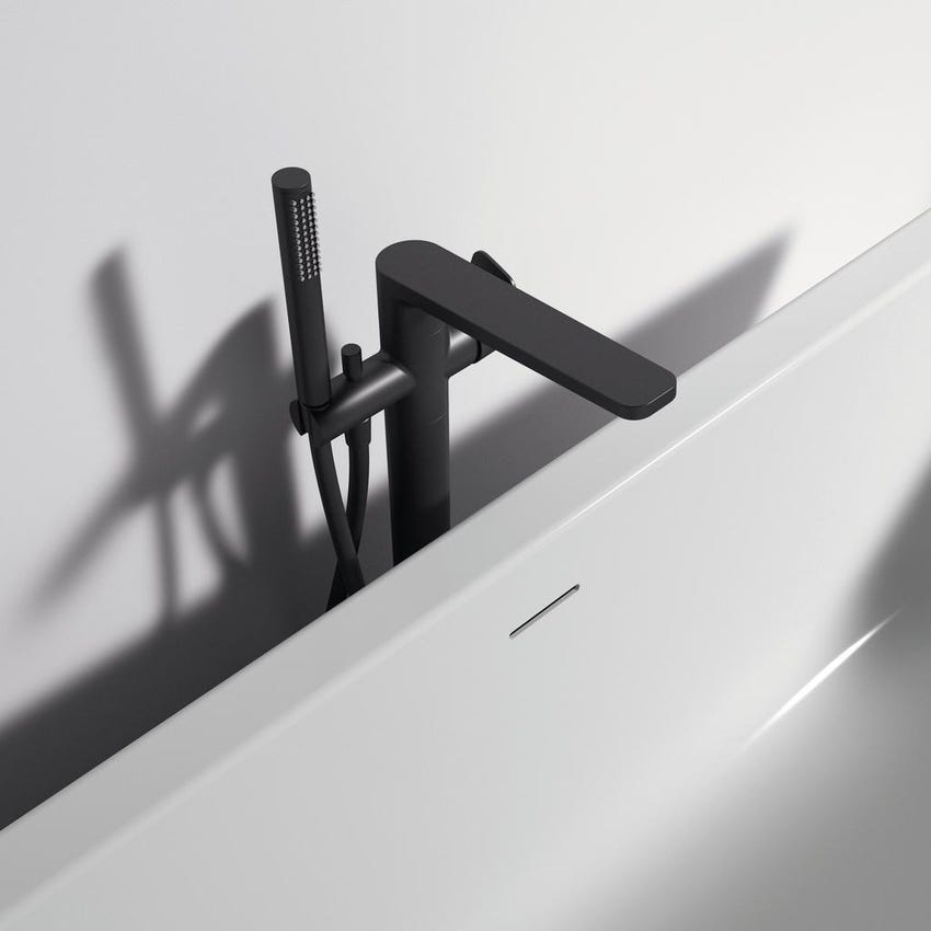 Immagine di Ideal Standard TONIC II gruppo miscelatore da appoggio per vasca centro stanza, colore nero finitura opaco A6347XG