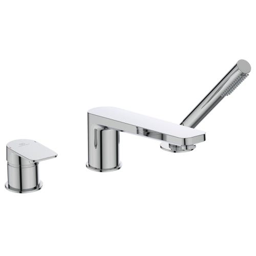 Immagine di Ideal Standard TONIC II gruppo bordo vasca a 3 fori, bocca d’erogazione con deviatore integrato, finitura cromo A6348AA