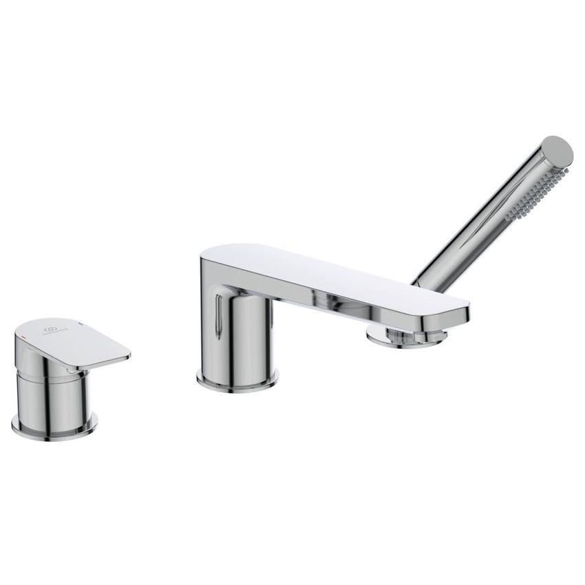 Immagine di Ideal Standard TONIC II gruppo bordo vasca a 3 fori, bocca d’erogazione con deviatore integrato, finitura cromo A6348AA