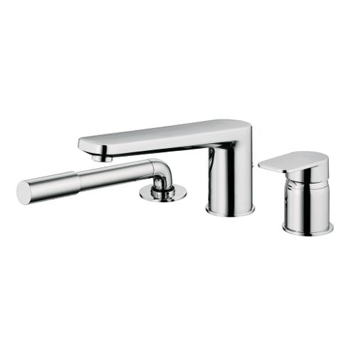 Immagine di Ideal Standard TONIC II gruppo bordo vasca a 3 fori, bocca d’erogazione con deviatore integrato, finitura cromo A6348AA