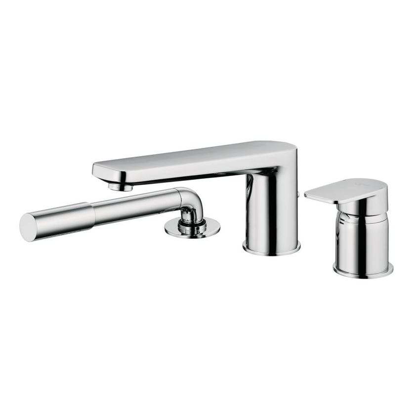 Immagine di Ideal Standard TONIC II gruppo bordo vasca a 3 fori, bocca d’erogazione con deviatore integrato, finitura cromo A6348AA
