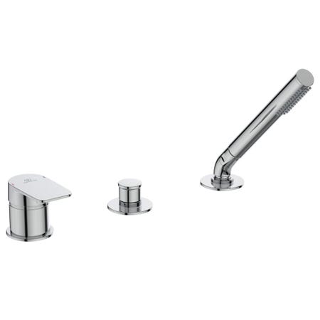 Immagine di Ideal Standard TONIC II gruppo bordo vasca 3 fori, deviatore con ritorno automatico, finitura cromo A6349AA