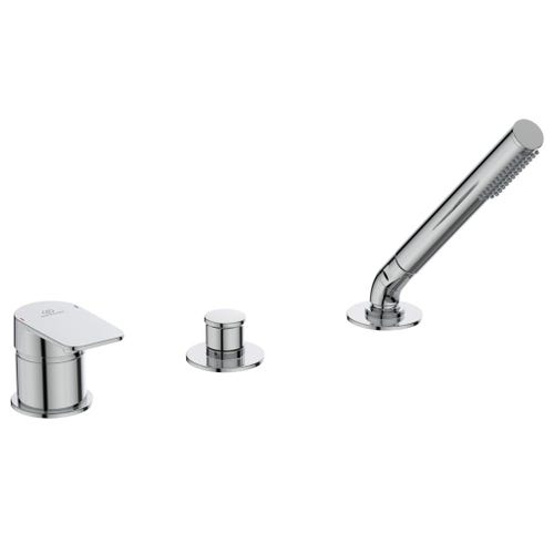 Immagine di Ideal Standard TONIC II gruppo bordo vasca 3 fori, deviatore con ritorno automatico, finitura cromo A6349AA
