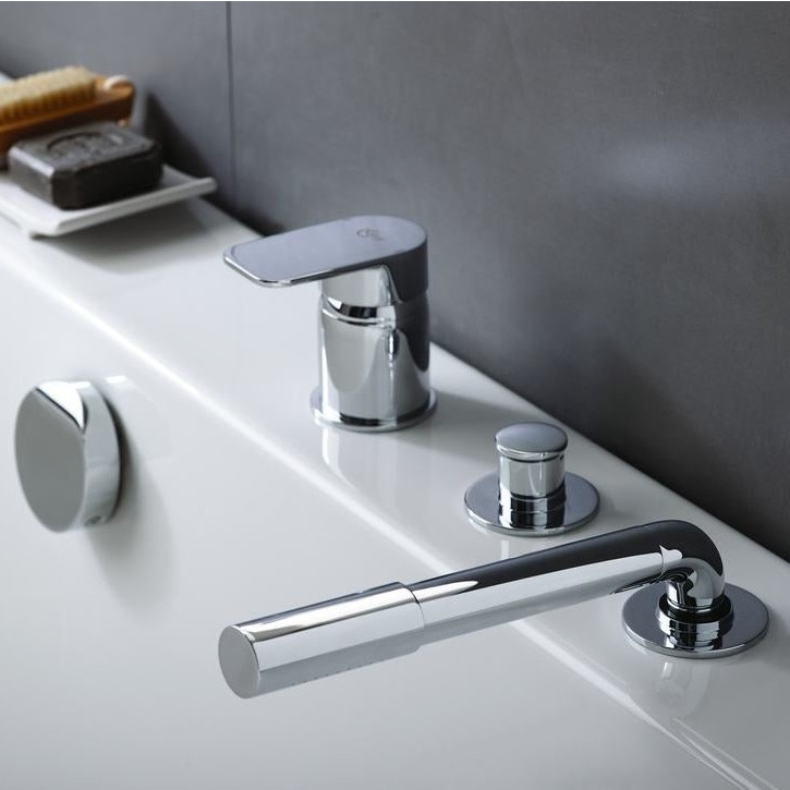 Immagine di Ideal Standard TONIC II gruppo bordo vasca 3 fori, deviatore con ritorno automatico, finitura cromo A6349AA
