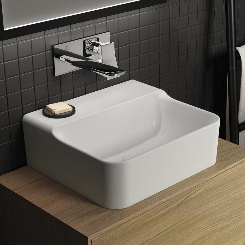 Ideal Standard A7371AA CONCA miscelatore monocomando lavabo P.18 cm per  installazione a parete, finitura cromo