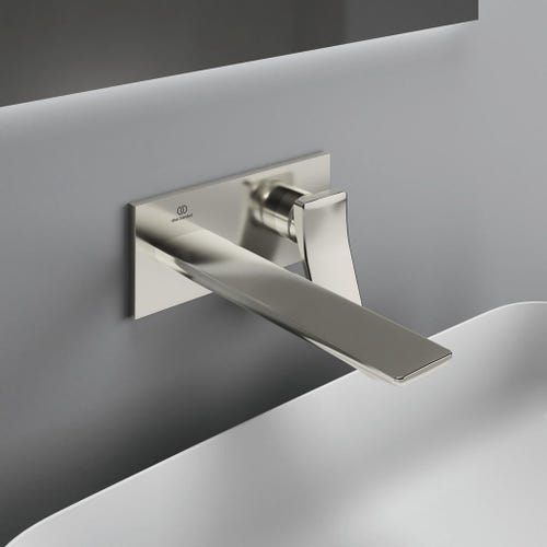 Immagine di Ideal Standard CONCA miscelatore monocomando lavabo P.23 cm per installazione a parete, finitura silver storm A7372GN