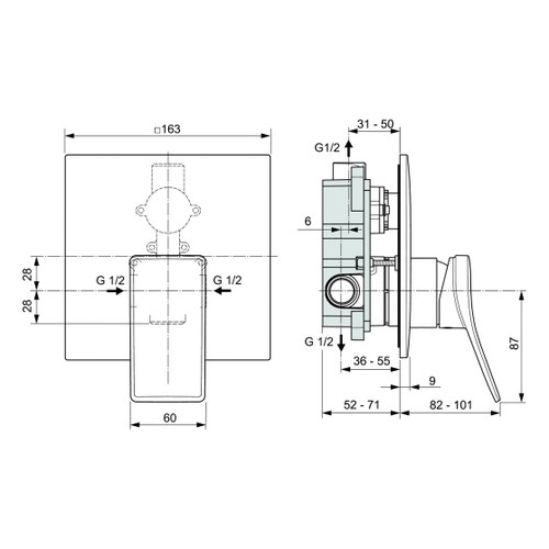 Immagine di Ideal Standard CONCA miscelatore monocomando ad incasso per doccia, finitura cromo A7376AA