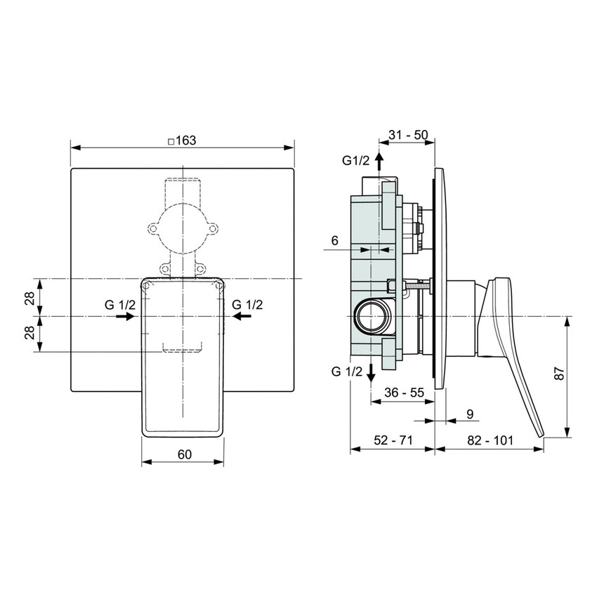Immagine di Ideal Standard CONCA miscelatore monocomando ad incasso per doccia, finitura cromo A7376AA