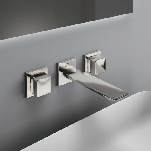 Immagine di Ideal Standard CONCA miscelatore a 3 fori ad incasso per lavabo, finitura silver storm A7445GN