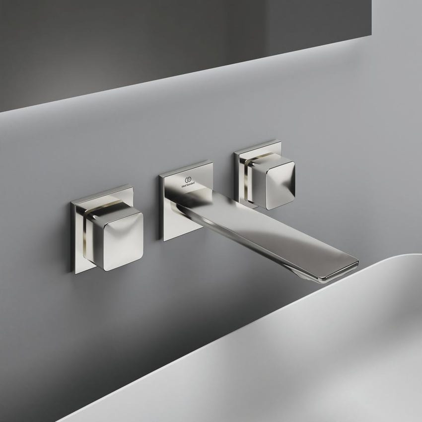 Immagine di Ideal Standard CONCA miscelatore a 3 fori ad incasso per lavabo, finitura silver storm A7445GN
