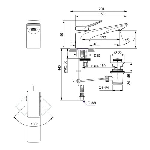 Immagine di Ideal Standard CONCA miscelatore monocomando lavabo, con scarico, finitura brushed gold BC753A2