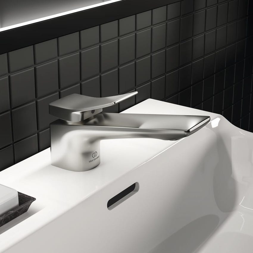 Immagine di Ideal Standard CONCA miscelatore monocomando lavabo, con scarico, finitura silver storm BC753GN