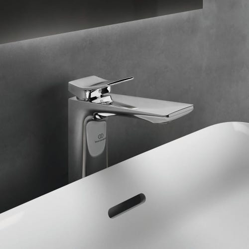 Immagine di Ideal Standard CONCA miscelatore monocomando da appoggio su piano per lavabo, con scarico, finitura cromo BC757AA
