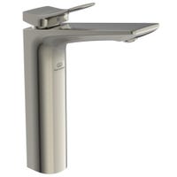 Immagine di Ideal Standard CONCA miscelatore monocomando da appoggio su piano per lavabo, con scarico, finitura silver storm BC757GN