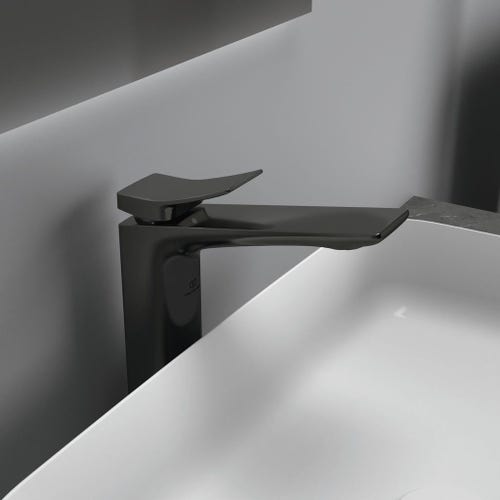 Immagine di Ideal Standard CONCA miscelatore monocomando da appoggio su piano per lavabo, senza scarico, finitura magnetic grey BC758A5