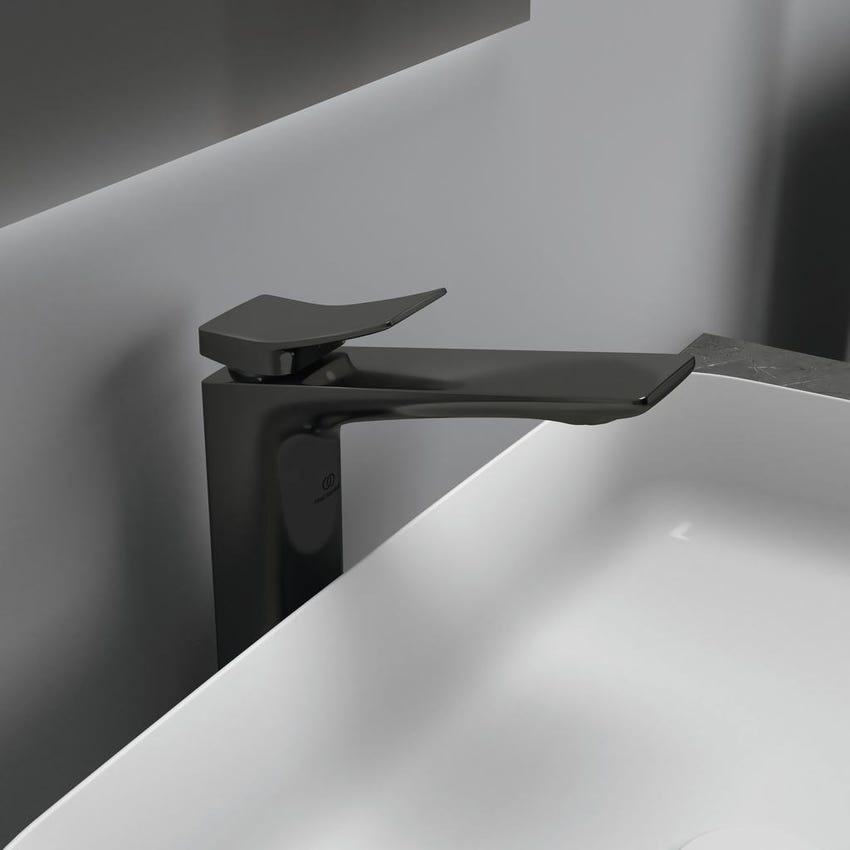 Immagine di Ideal Standard CONCA miscelatore monocomando da appoggio su piano per lavabo, senza scarico, finitura magnetic grey BC758A5