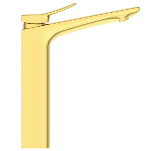 Immagine di Ideal Standard CONCA miscelatore monocomando da appoggio su piano per lavabo, senza scarico, finitura brushed gold BC758A2