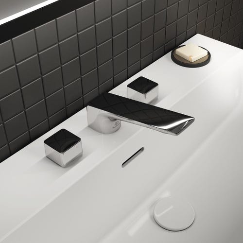 Immagine di Ideal Standard CONCA miscelatore a 3 fori per lavabo, con scarico, finitura cromo BC759AA