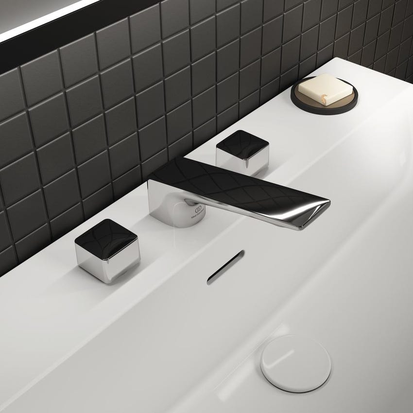 Immagine di Ideal Standard CONCA miscelatore a 3 fori per lavabo, con scarico, finitura cromo BC759AA