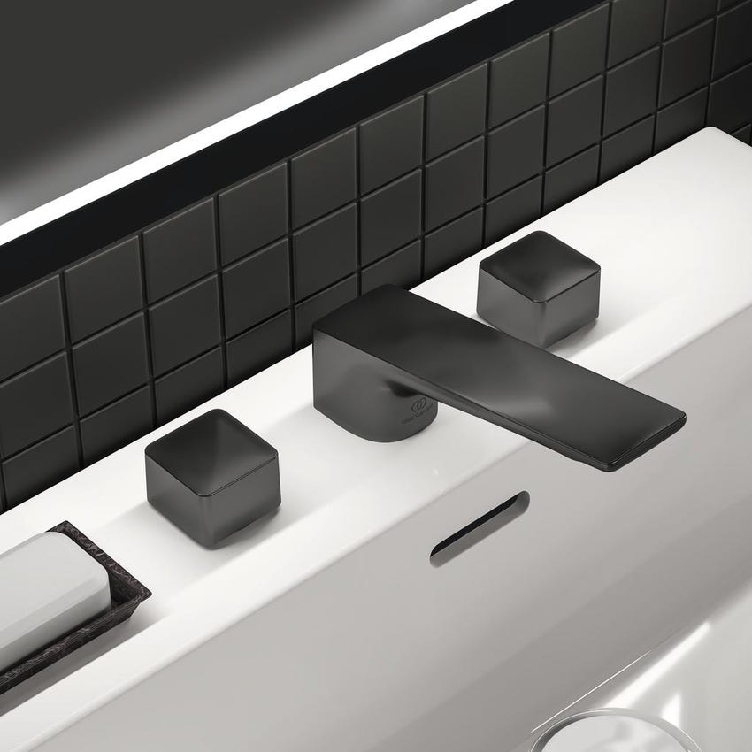 Immagine di Ideal Standard CONCA miscelatore a 3 fori per lavabo, con scarico, finitura magnetic grey BC759A5