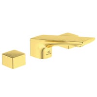 Immagine di Ideal Standard CONCA miscelatore a 3 fori per lavabo, con scarico, finitura brushed gold BC759A2
