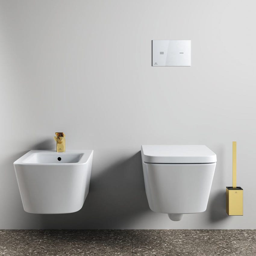 Immagine di Ideal Standard CONCA miscelatore monocomando bidet, con scarico, finitura brushed gold BC760A2