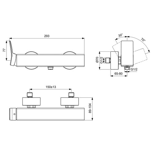 Immagine di Ideal Standard CONCA miscelatore monocomando esterno per doccia, finitura cromo BC761AA