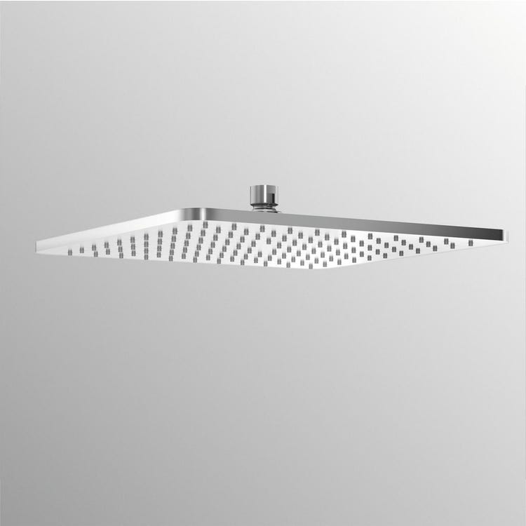 QWORK® 20 CM Soffione Doccia a Pioggia Quadrato in Acciaio Cromato - Angolo regolabile, montaggio standard, facile sostituzione