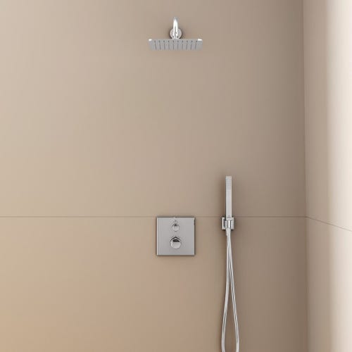 Immagine di Ideal Standard IDEALRAIN CUBE soffione doccia quadrato 20 cm, effetto pioggia, ultrasottile, finitura cromo B0024AA