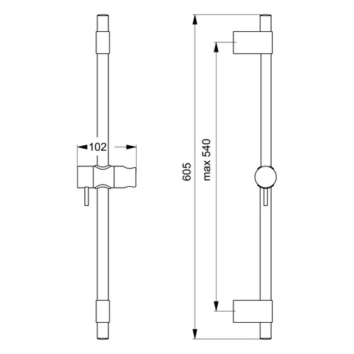 Immagine di Ideal Standard IDEALRAIN PRO asta murale da 60 cm per doccetta Evo/Evo Jet, finitura cromo B9848AA