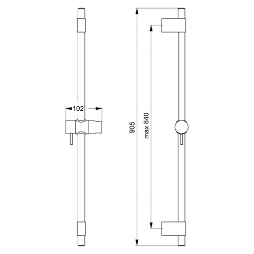 Immagine di Ideal Standard IDEALRAIN PRO asta murale da 90 cm per doccetta Evo/Evo Jet, finitura cromo B9849AA