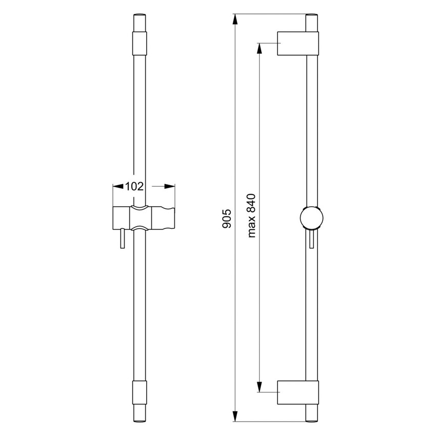 Immagine di Ideal Standard IDEALRAIN PRO asta murale da 90 cm per doccetta Evo/Evo Jet, finitura cromo B9849AA