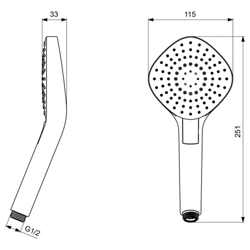 Immagine di Ideal Standard IDEALRAIN EVO doccetta Diamond L.11 cm, 3 funzioni, finitura cromo B2232AA