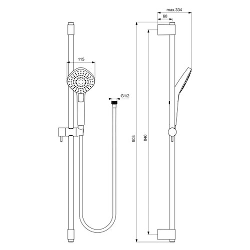 Ideal Standard B2234AA IDEALRAIN EVO asta doccia Diamond da 60 cm