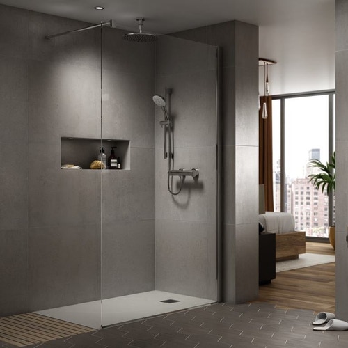 Immagine di Ideal Standard IDEALRAIN EVO JET ROUND asta doccia da 60 cm, con doccetta Ø 12,5 cm, con sistema anticalcare, finitura cromo B1761AA