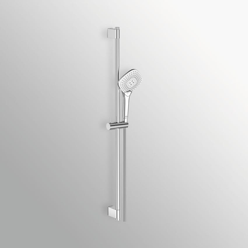 Immagine di Ideal Standard IDEALRAIN EVO JET DIAMOND asta doccia da 90 cm, doccetta L.12.5 cm con sistema anticalcare, finitura cromo B1764AA