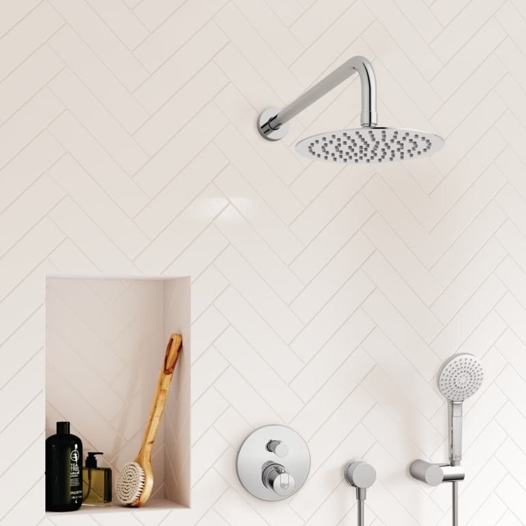 Immagine di Ideal Standard IDEALRAIN LUXE soffione tondo ultrasottile Ø 20 cm, finitura acciaio inossidabile B0383MY