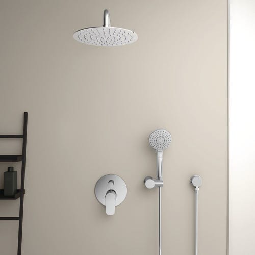 Immagine di Ideal Standard IDEALRAIN LUXE soffione tondo ultrasottile Ø 25 cm, finitura acciaio inossidabile B0384MY