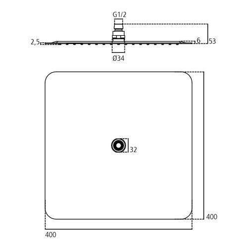 Immagine di Ideal Standard IDEALRAIN LUXE soffione quadrato 40 cm, finitura acciaio inossidabile B0389MY