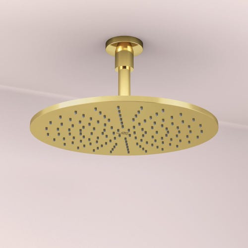 Immagine di Ideal Standard IDEALRAIN soffione Ø 30 cm, 1 funzione effetto pioggia, finitura brushed gold A5803A2