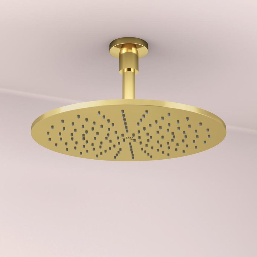 Immagine di Ideal Standard IDEALRAIN soffione Ø 30 cm, 1 funzione effetto pioggia, finitura brushed gold A5803A2