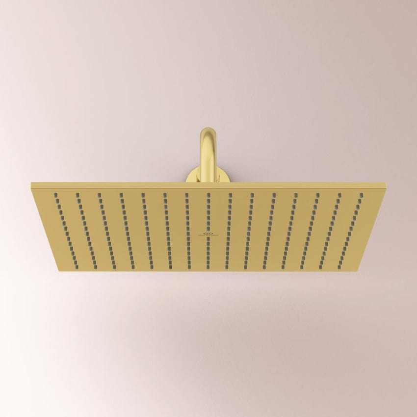 Immagine di Ideal Standard IDEALRAIN soffione quadrato 40 cm, 1 funzione effetto pioggia, finitura brushed gold A5806A2